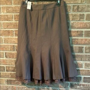 LOFT Brown Trumpet Midi Skirt for Work NWT